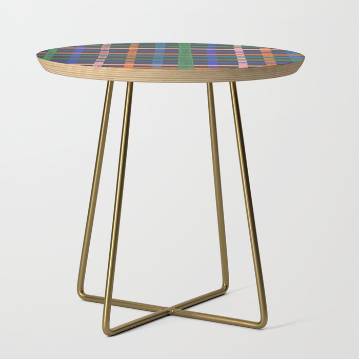 Dark plaid pattern Side Table Gallery Image 1