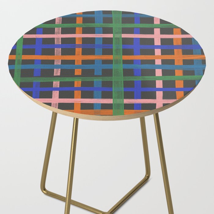 Dark plaid pattern Side Table Gallery Image 2