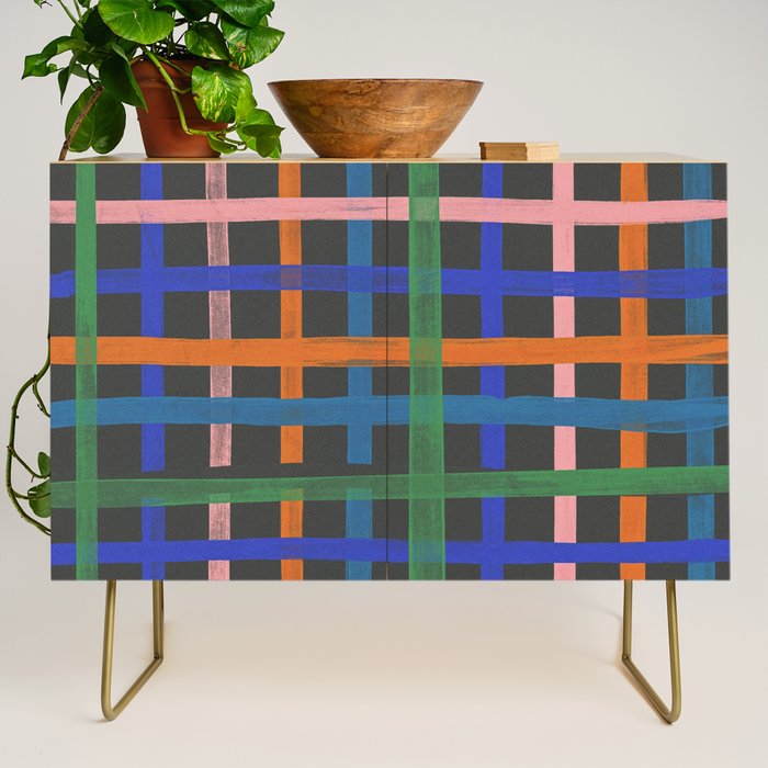Dark plaid pattern Credenza Gallery Image 1