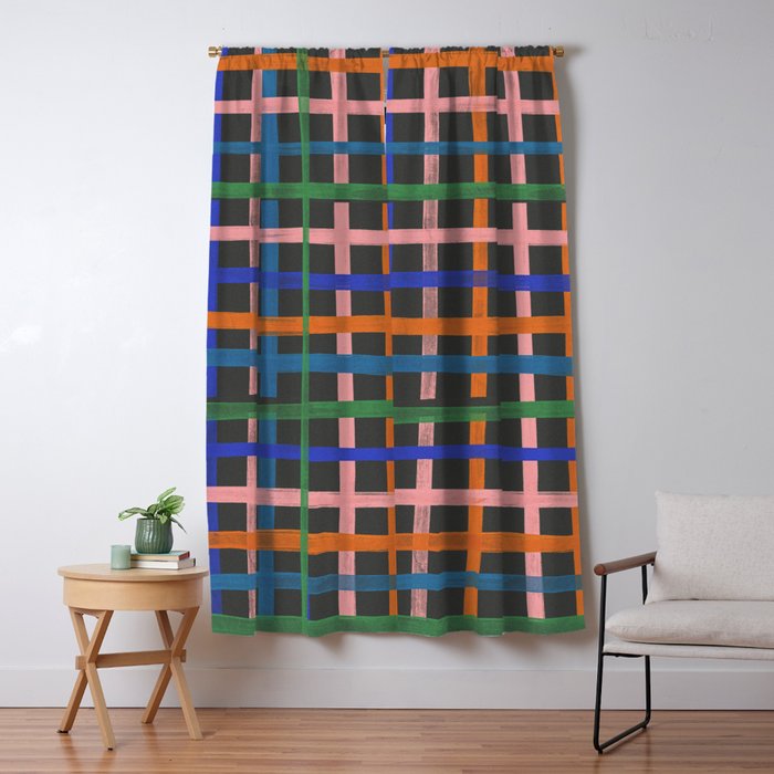 Dark plaid pattern Window Curtain Gallery Image 1