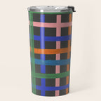 Dark plaid pattern Travel Mug Gallery Image 2
