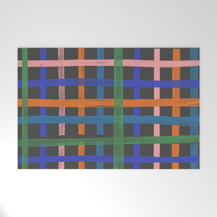 Dark plaid pattern Welcome Mat Gallery Image 1