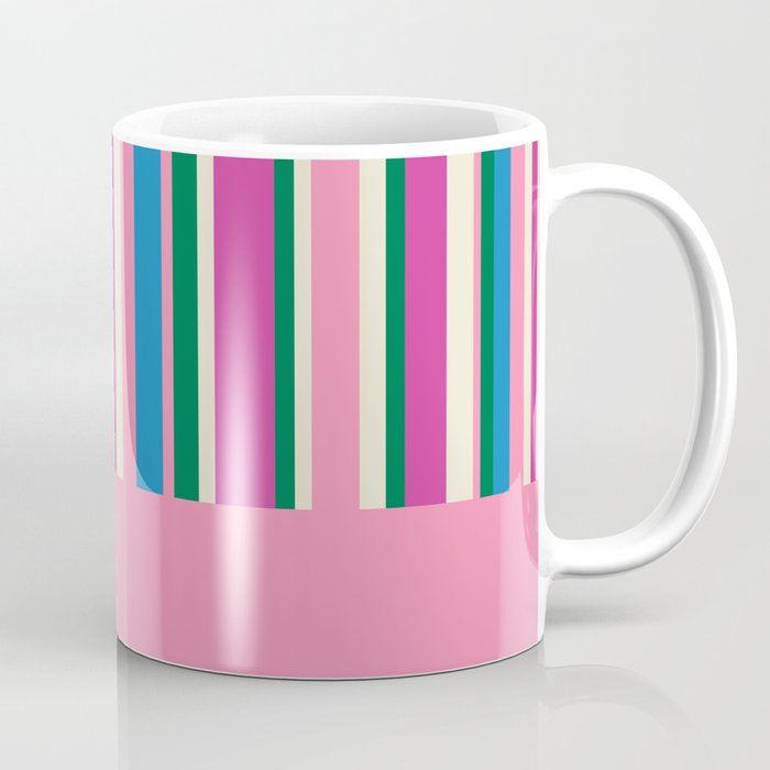 Color Block Stripes Cuff Pattern Pink Blue Green Coffee Mug Gallery Image 1