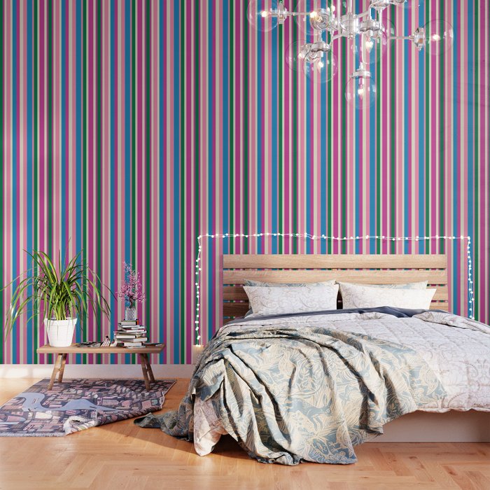 Color Block Stripes Cuff Pattern Pink Blue Green Wallpaper Gallery Image 1