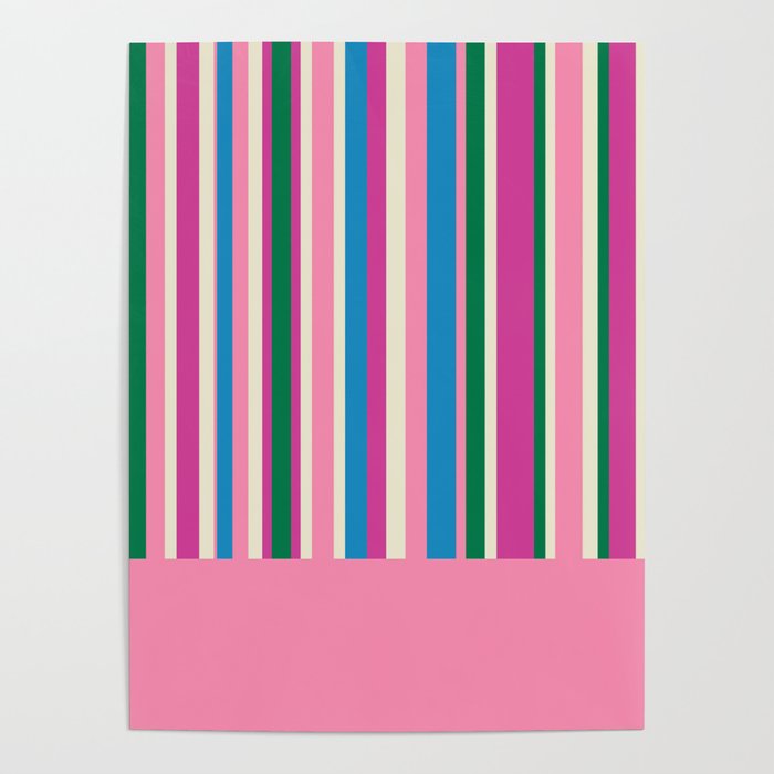 Color Block Stripes Cuff Pattern Pink Blue Green Poster Gallery Image 4