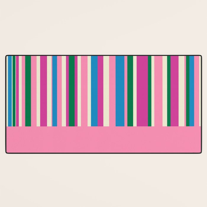 Color Block Stripes Cuff Pattern Pink Blue Green Desk Mat Gallery Image 3