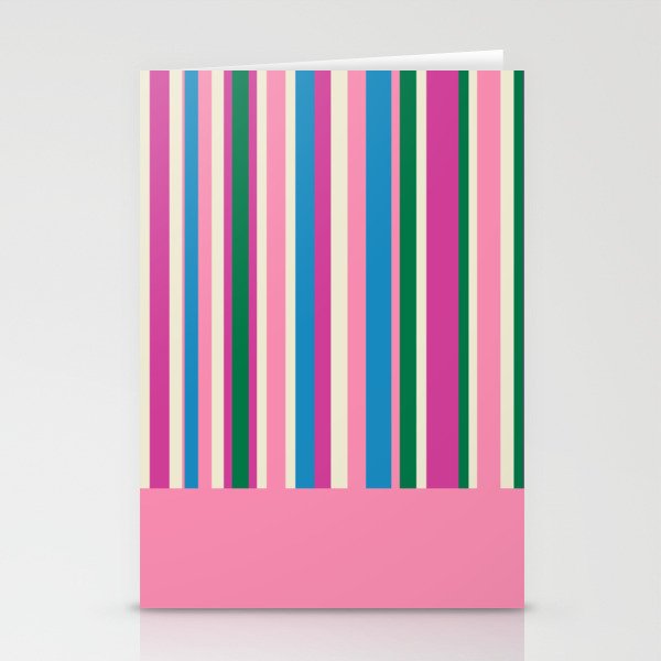 Color Block Stripes Cuff Pattern Pink Blue Green Stationery Card Gallery Image 2