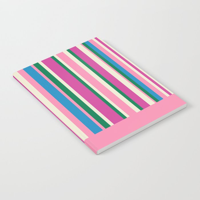 Color Block Stripes Cuff Pattern Pink Blue Green Notebook Gallery Image 1