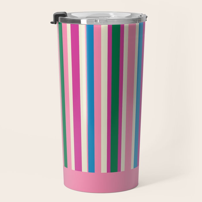 Color Block Stripes Cuff Pattern Pink Blue Green Travel Mug Gallery Image 3