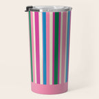 Color Block Stripes Cuff Pattern Pink Blue Green Travel Mug Gallery Image 3