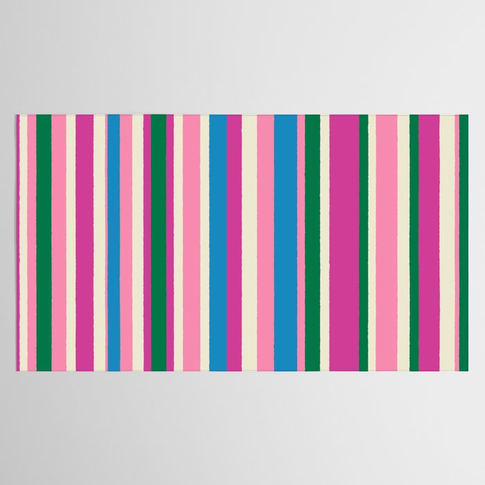 Color Block Stripes Cuff Pattern Pink Blue Green Tablecloth Gallery Image 2