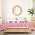 Color Block Stripes Cuff Pattern Pink Blue Green Duvet Cover Gallery Image 3