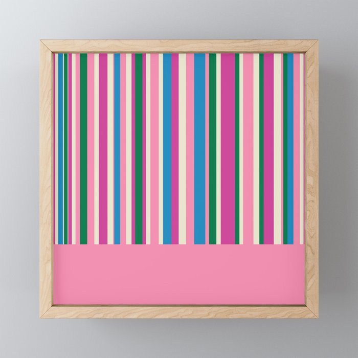 Color Block Stripes Cuff Pattern Pink Blue Green Mini Art Print Gallery Image 1