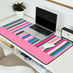 Color Block Stripes Cuff Pattern Pink Blue Green Desk Mat Gallery Image 2