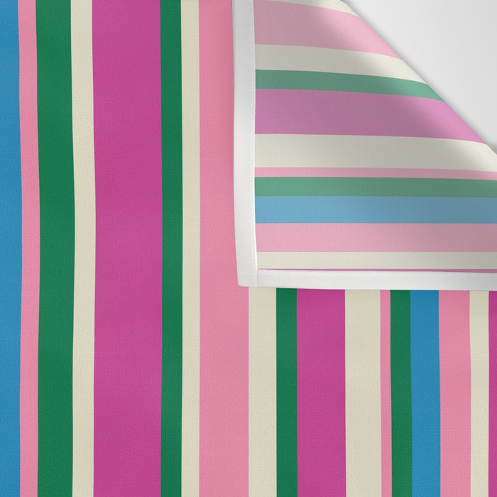 Color Block Stripes Cuff Pattern Pink Blue Green Wall Tapestry Gallery Image 3