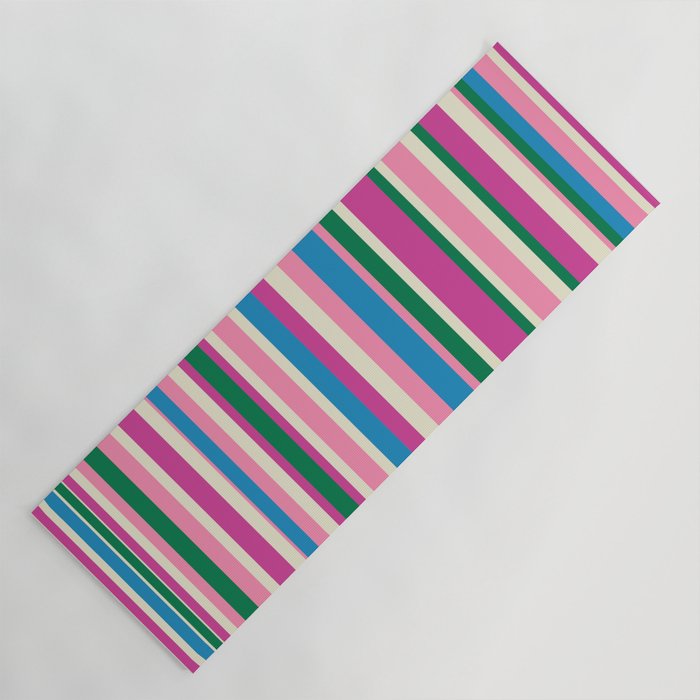 Color Block Stripes Cuff Pattern Pink Blue Green Yoga Mat Gallery Image 1