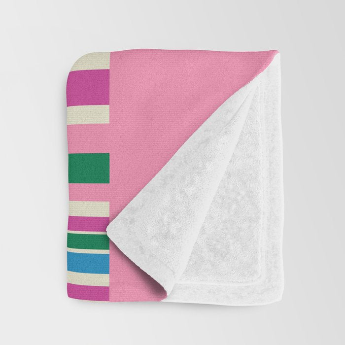 Color Block Stripes Cuff Pattern Pink Blue Green Throw Blanket Gallery Image 3