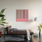 Color Block Stripes Cuff Pattern Pink Blue Green Wood Wall Art Gallery Image 2