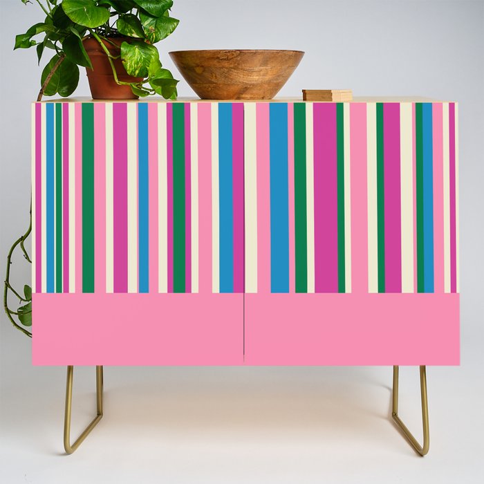 Color Block Stripes Cuff Pattern Pink Blue Green Credenza Gallery Image 1