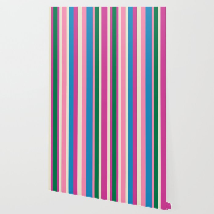 Color Block Stripes Cuff Pattern Pink Blue Green Wallpaper Gallery Image 2