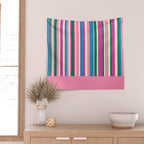 Color Block Stripes Cuff Pattern Pink Blue Green Wall Tapestry Gallery Image 2