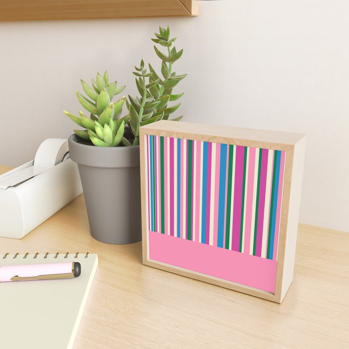 Color Block Stripes Cuff Pattern Pink Blue Green Mini Art Print Gallery Image 2