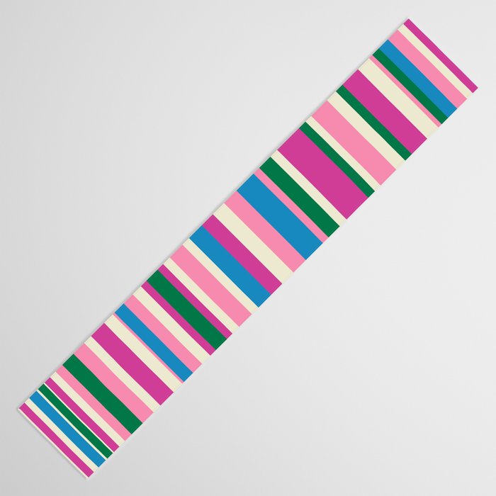 Color Block Stripes Cuff Pattern Pink Blue Green Table Runner Gallery Image 3