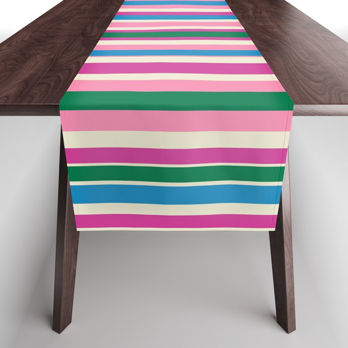 Color Block Stripes Cuff Pattern Pink Blue Green Table Runner Gallery Image 1
