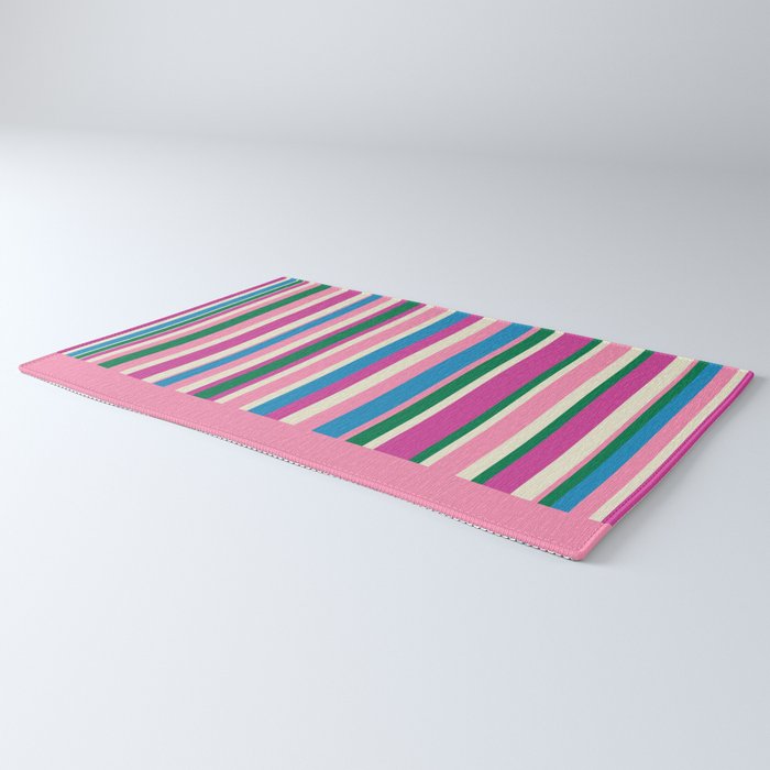 Color Block Stripes Cuff Pattern Pink Blue Green Rug Gallery Image 3