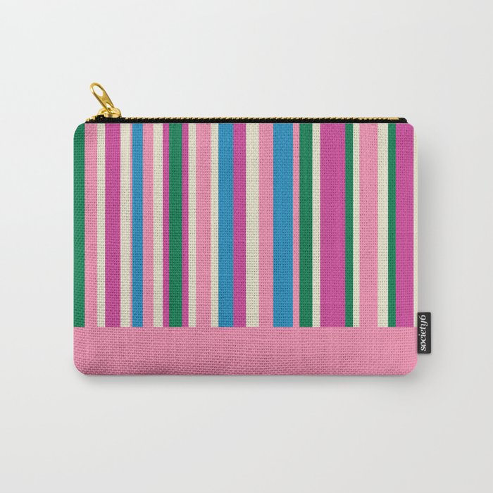 Color Block Stripes Cuff Pattern Pink Blue Green Carry All Pouch Gallery Image 1