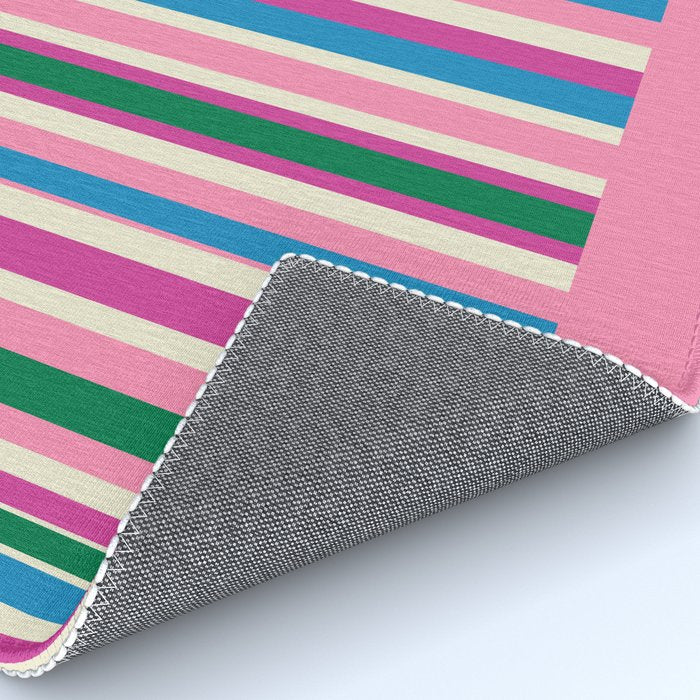 Color Block Stripes Cuff Pattern Pink Blue Green Rug Gallery Image 4