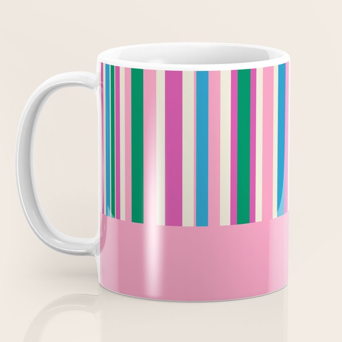 Color Block Stripes Cuff Pattern Pink Blue Green Coffee Mug Gallery Image 3