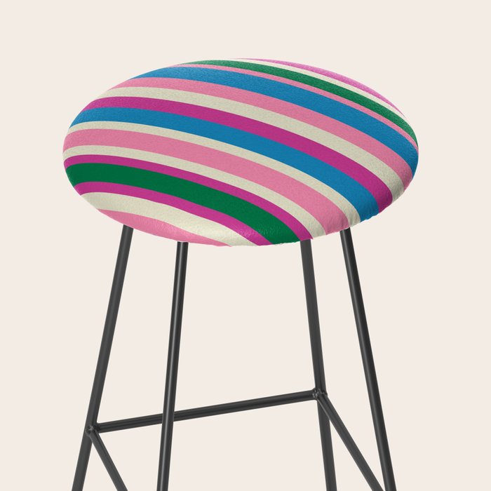 Color Block Stripes Cuff Pattern Pink Blue Green Stool Gallery Image 2