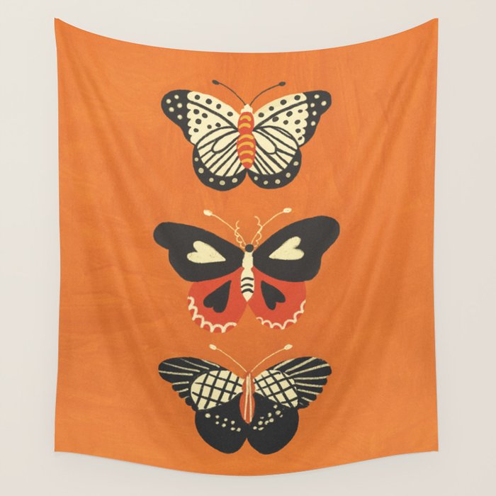 Butterflies in orange Wall Tapestry Gallery Image 4