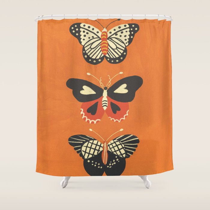 Butterflies in orange Shower Curtain Gallery Image 1