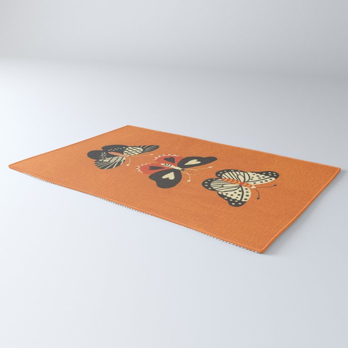 Butterflies in orange Rug Gallery Image 3