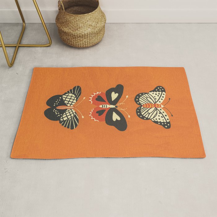 Butterflies in orange Rug Gallery Image 1