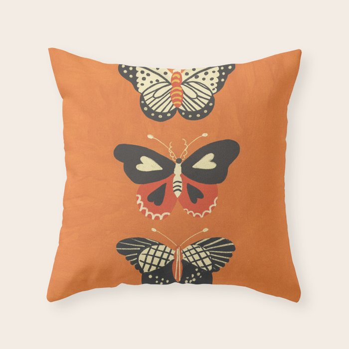 Butterflies in orange Throw Pillow Gallery Image 1