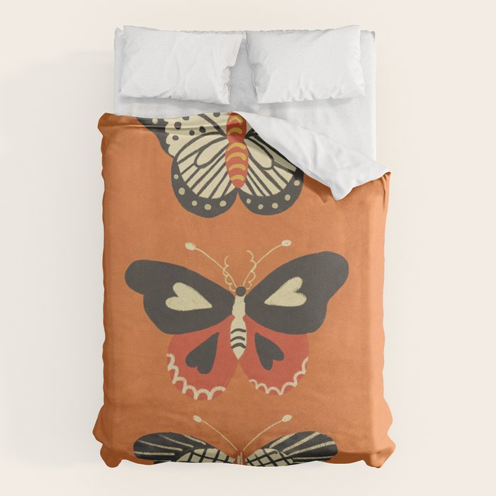 Butterflies in orange Duvet Cover Gallery Image 6