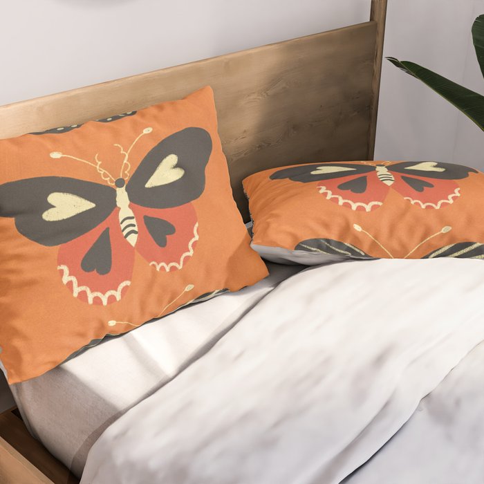 Butterflies in orange Pillow Sham Gallery Image 2