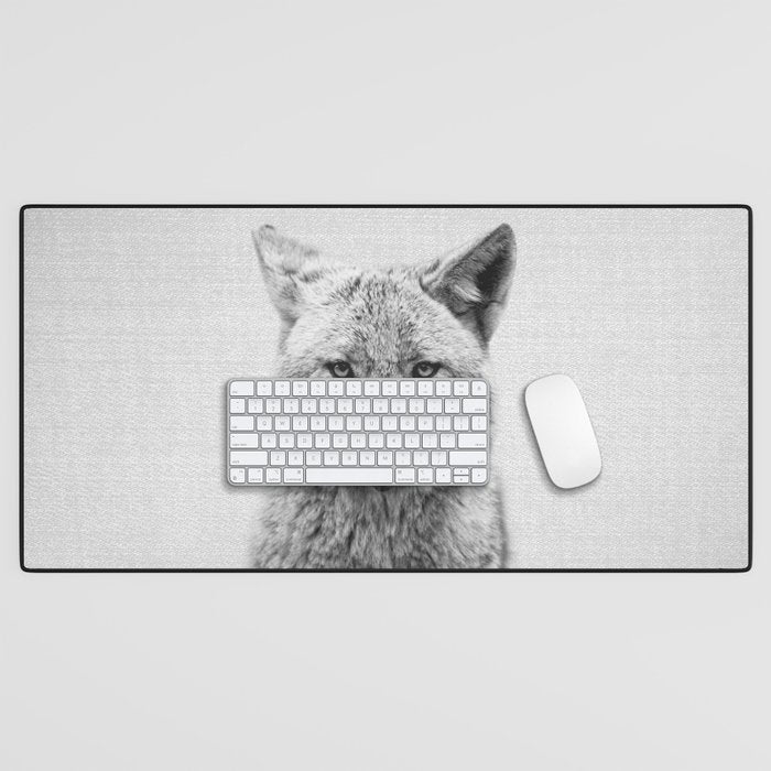 Coyote - Black & White Desk Mat Gallery Image 1
