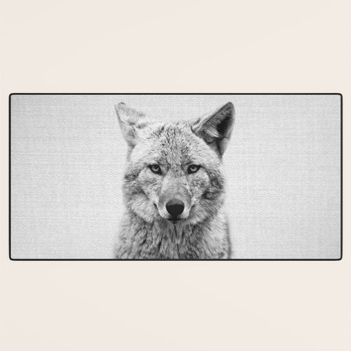 Coyote - Black & White Desk Mat Gallery Image 3