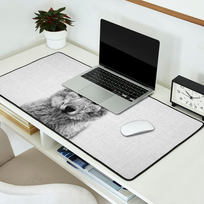 Coyote - Black & White Desk Mat Gallery Image 2