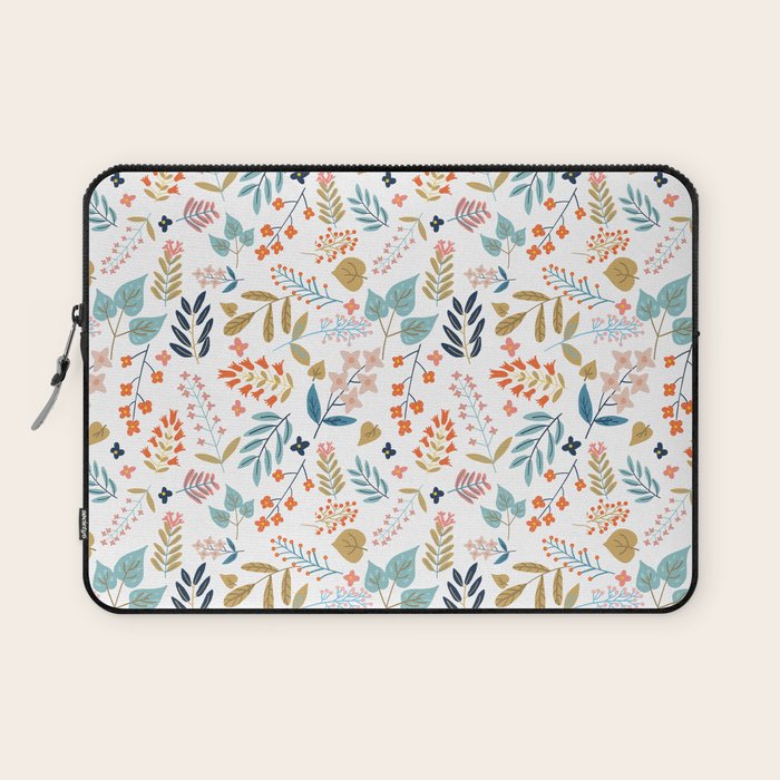 Botanical Harmony | Floral Vintage Plants Colorful Leaves | Autumn Spring Nature Bohemian Chic Laptop Sleeve Gallery Image 1