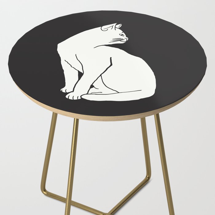 White Cat On Black Side Table Gallery Image 2