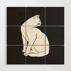 White Cat On Black Wood Wall Art Gallery Image 1