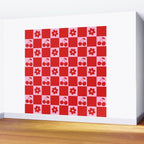 Cherry Flowers Pink & Red Checker Wall Mural Gallery Image 2