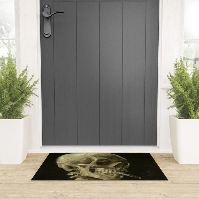 Vincent van Gogh - Skull of a Skeleton with Burning Cigarette Welcome Mat Gallery Image 3