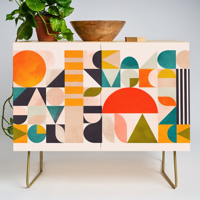 mid century geometry abstract shapes bauhaus 3 Credenza Gallery Image 1