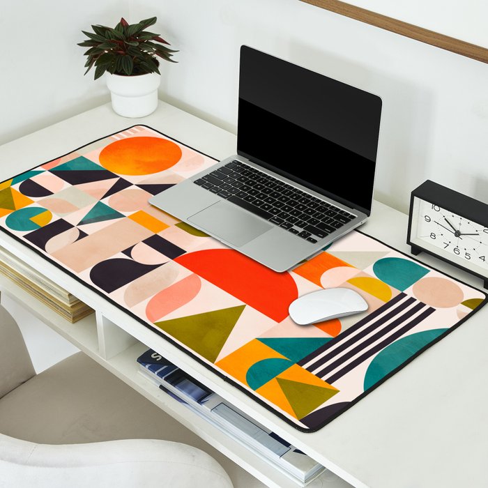 mid century geometry abstract shapes bauhaus 3 Desk Mat Gallery Image 2